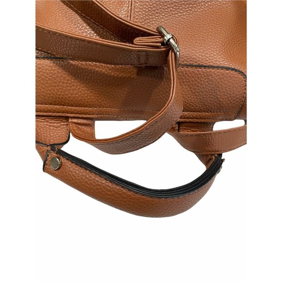 Underonesky Leather Brown Travel Backpack Zipper Pockets Adjustable Straps - Picture 4 of 5